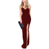 Women Ladies Evening Long Dress Shiny Sequin Deep V Neck Sleeveless High Split Sexy Party Clubwear Fashion