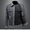 Minglu Faux Leather Grey Men's Jackets Luxury Spring Autumn Solid Color Single Breasted Male Overcoats Motorcycle Man Coats 4XL