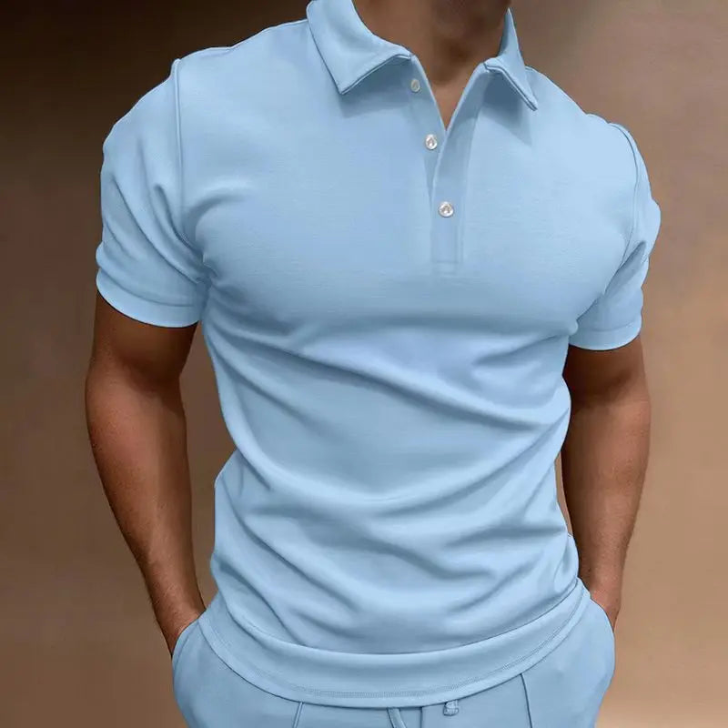 New Spring Men's POLO Shirt Short Sleeve Solid Color Fashion Breathable Leisure Shopping Simple High-Quality Top T-Shirt