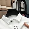 Ice Silk Embroidered Polo Shirt  New Autumn/summer Polo Neck Elastic T-shirt Korean Fashion Short Sleeve Casual Men's Clothi