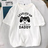 Funny Video Game Fathers Day Tshirt Mens Leveled Up To Daddy Tops Male Casual Oversized Streetwear Ropa Hombre Masculinas Tee