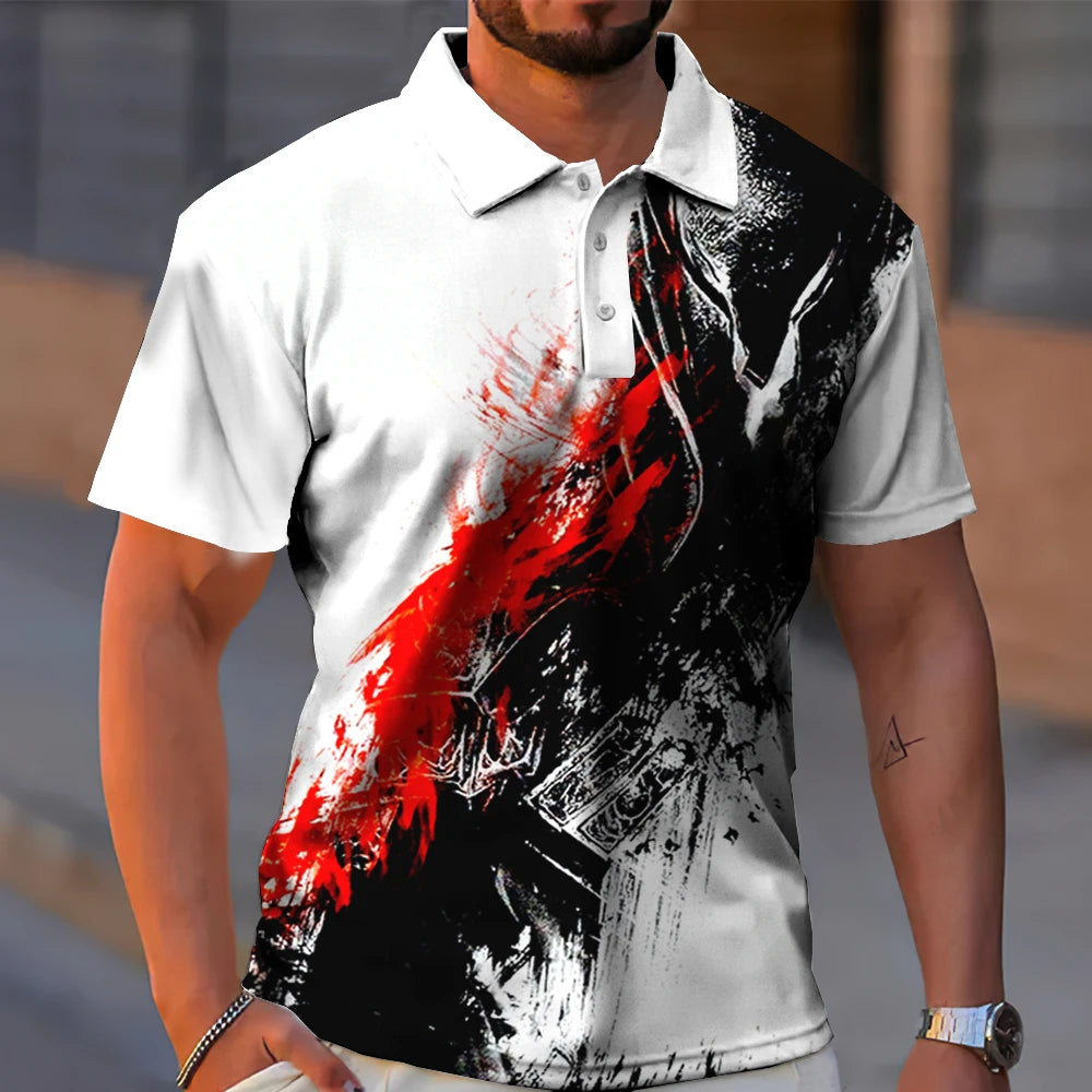 Men's Polo Shirt Fashion Stitching Color T Shirt Casual Tops Summer Short Sleeve Sport Wear Oversized Polo Shirts Man Clothes