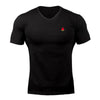 Sumemr Moisture Wicking Short Sleeve Cotton T-Shirt Men's V-Neck Slim Fit Shirt Fitness Bodybuilding Workout Tees Gym Clothing