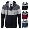 new men's autumn and winter sweater coat trend color matching hooded sweater