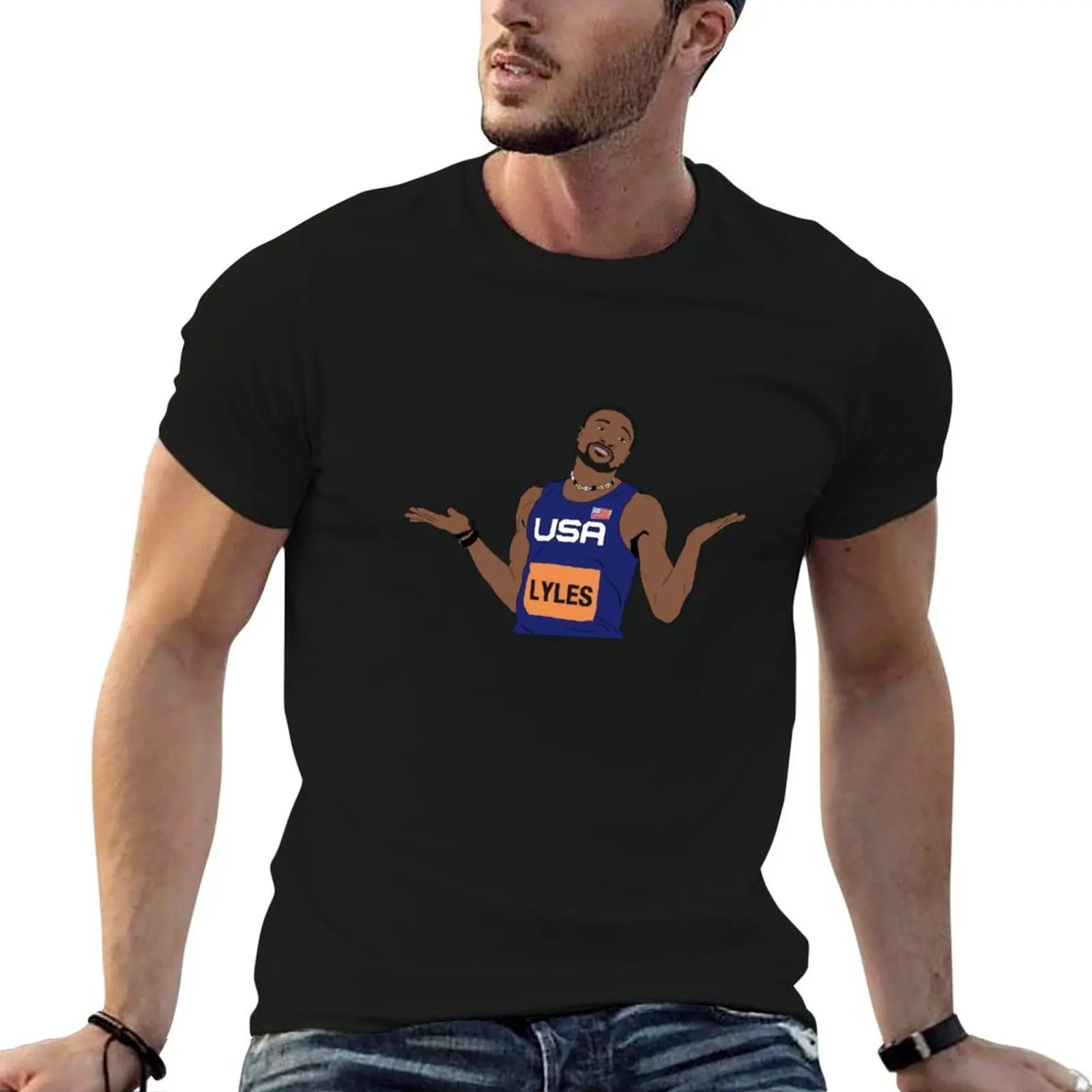 Noah Lyles Minimalist Sprinter Track & Field Paris T-Shirt customizeds kawaii clothes shirts men