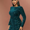 D&M Sexy Backless Bodycon Dress Long Sleeve Sequins Elegant Party Dresses Women Mini Dresses