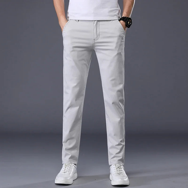 7 Colors Men's Classic Summer Thin Casual Pants Business Fashion Stretch Cotton Slim Solid Color Trousers Male Brand Clothes