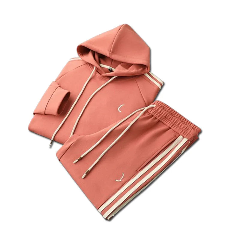 Light luxury wear with grapefruit red casual sports suit autumn and winter slim-fit men's and women's hoodie pants