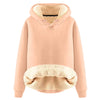 Plush Hooded Pullover For Women Fall And Winter Warm Hoodie Casual Solid Color Hoodies Round Neck Long Sleeves Female Fleece