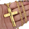 KISMIS 1PC Stainless Steel Cross Necklace Pendant Jewelry Catholic and Christian Jesus Amulet