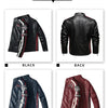 Autumn Winter Fleece Men's Motorcycle Leather Jacket Embroidery Racing Coat Windbreaker Outwear Faux Leather Biker Jacket