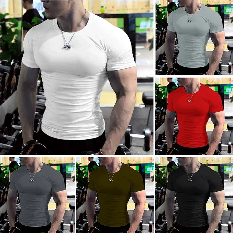 Men Fashion Tops Tee Shirt Plain Slim Fit t Shirt Short Sleeve t-Shirts For Men Gym Shirts Casual White t-Shirt Man Clothes 5XL