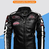 Autumn Winter Fleece Men's Motorcycle Leather Jacket Embroidery Racing Coat Windbreaker Outwear Faux Leather Biker Jacket