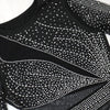 Sheer Mesh Rhinestone O-Neck Long Sleeve Skinny Party Dress