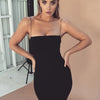 Black Sexy Dress Spaghetti Strap High Waist Sheath Club Dresses Women Short Summer Mini Sleeveless Dress QT025