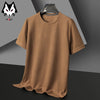 Men's New Waffle Round Neck Short Sleeved T-shirt Summer Comfortable Top