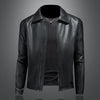 Minglu Spring Autumn Faux Leather Men's Jackets Luxury Solid Color Turn Down Collar Zipper Male Overcoats Motorcycle Man Coats