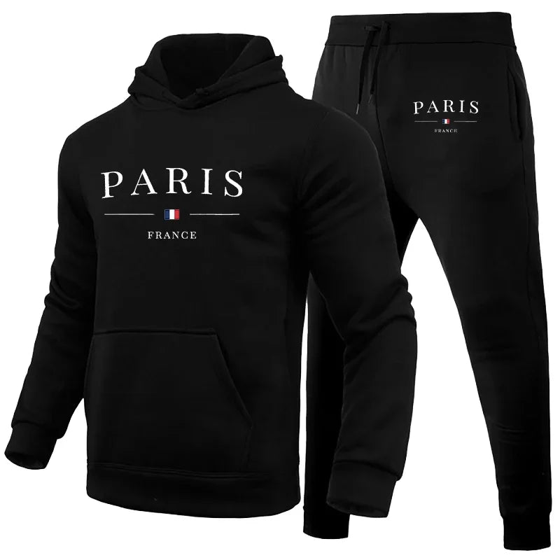 Men's hoodie set Paris Printed sweatshirt Sweatpants 2-piece men's hoodie jogging pants set casual street sportswear