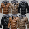 Removable Hooded Male PU Jacket