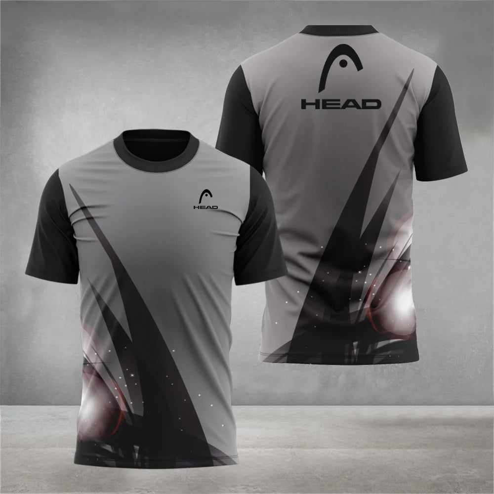 Fashion Badminton Training Clothing 3D Digital Printing Men's T Shirt Outdoor Tennis Sportswear Summer Loose Short Sleeve Tops