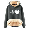 Letter Printed Hooded Sweater And Velvet Thickened Warm Loose Hooded Pullover Hoodie Sweatshirt Women Winter Long Hoodies