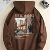 Men's spring and autumn fashion street scene printed casual hoodie new loose and versatile daily sweatshirt long sleeve S-3XL