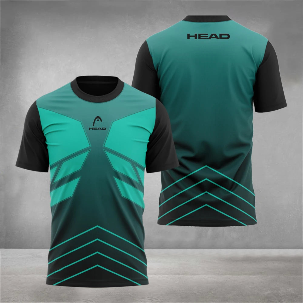 Fashion Badminton Training Clothing 3D Digital Printing Men's T Shirt Outdoor Tennis Sportswear Summer Loose Short Sleeve Tops