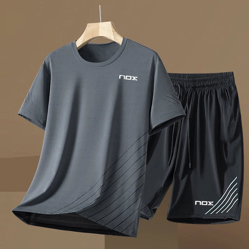 Boutique sportswear mens tennis sportswear fitness short sleeved short sleeved summer round neck casual T-shirt shorts mens suit