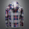 Minglu Spring Autumn Hooded Men's Jackets High Quality Plaid Allover Printed Sport Casual Zipper Man Cots Man Overcoat 5XL