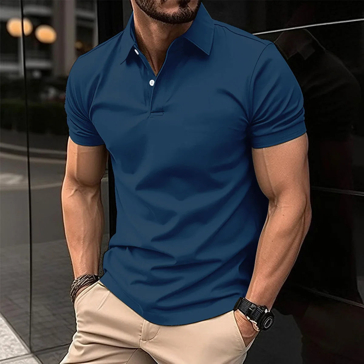 European Summer Best-Selling Men's Solid Color Polo Shirt, Men's T-Shirt, Comfortable Slim, Business Office, Golf Men's Clothing