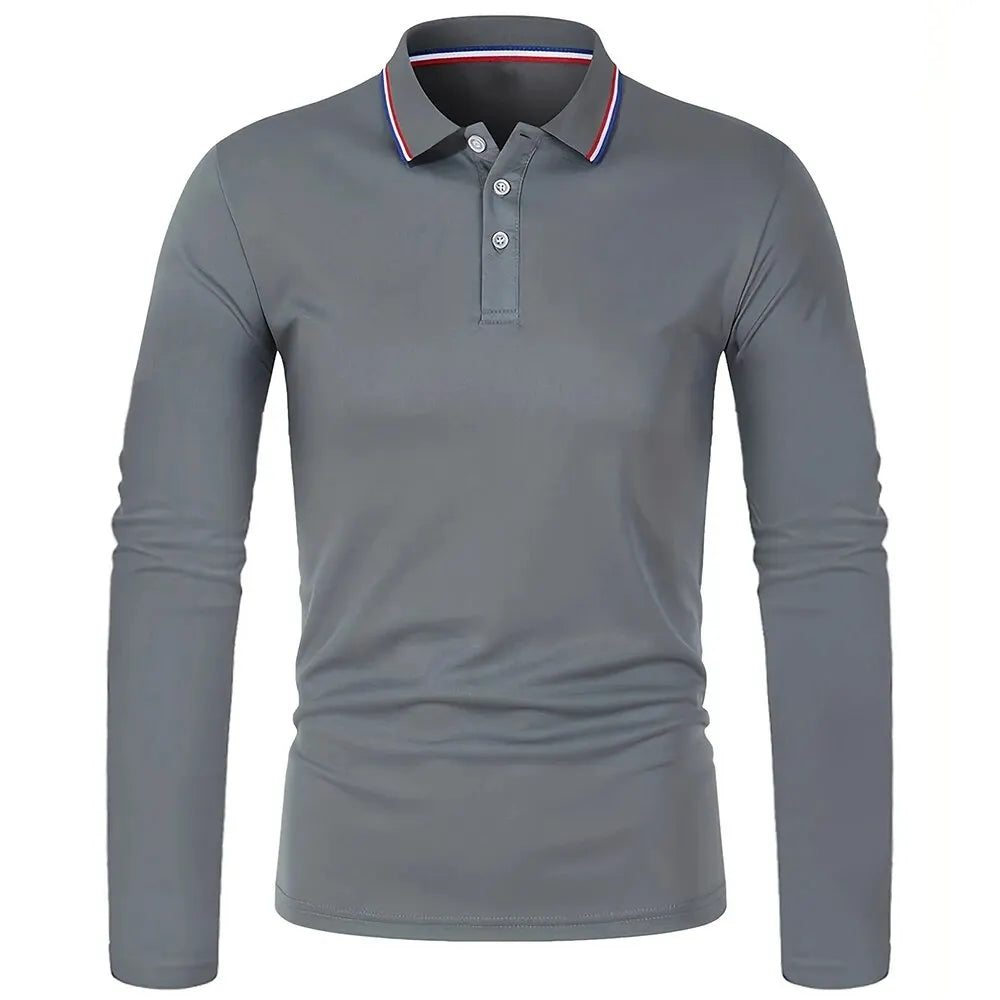 Men's Spring and Autumn Casual Breathable Comfortable Polo Shirt Hot Selling Fashion Men's Business Long Sleeve T-Shirt