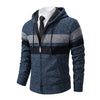 new men's autumn and winter sweater coat trend color matching hooded sweater