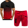 sportswear fitness set running suit casual T-shirt+shorts set breathable jogging sportswear 2-piece set for men