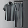 Imitation Ice Silk Short sleeved Shirt Set Gentleman Style Set