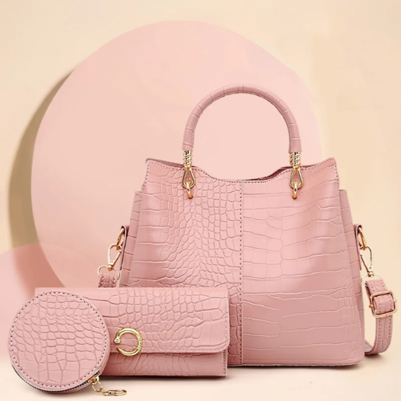 Women's Handbag 3-piece Set Women's Shoulder Bag Fashion Purse Vintage Leather Bag Large Capacity Handbag Inclined Shoulder Bag