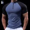 Men Compression Running Zipper Polo T Shirt Fitness Tight Sport Tshirt Training Jogging Shirts Gym Elastic Quick Dry Rashgard