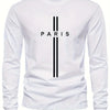 PARIS letter print men's T-shirt spring and autumn casual simple and comfortable round neck long sleeved sport T-shirt men's top