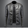 Minglu Stand Collar Spring Autumn Men's Jackets Luxury Solid Color Zipper Biker Male Coats Fashion Faux Leather Man Overcoat 4XL