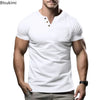 Short-sleeved V Neck T-shirts Fashion Simple Casual Pullover Tops Solid Breathable Sport Fitness Tees for Men