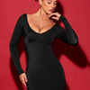 Solid Color Bodycon Dress For Women V-neck Vestidos De Mujer Backless Sexi Night Dress Hot Club Outfits Long Sleeve Streetwear