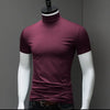 Fashion Men's Summer Korean Style Plus Size Harajuku T-Shirt Short Sleeve High Neck Turtleneck Slim Fit Luxury Clothing Male