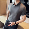 Men Polo Shirt Thin British Style Solid Casual Slim Fit Short Sleeved Top T-shirt Fashion Streetwear Men Clothing