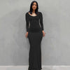 Sexy Spaghetti Strap Black Long Dress Y2k Sleeveless Solid Skinny Bodycon Trumpet Maxi Vestidos