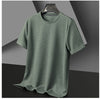 Men's New Summer Waffle round Neck Short Sleeve T-Shirt Comfortable Breathable Short-Sleeved Top for Casual Wear