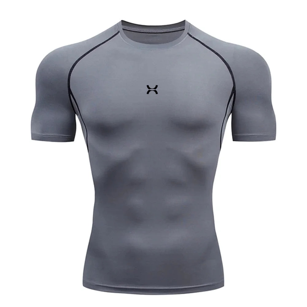 Running Men Compression Shirt Black Gym Top Sports Quick Dry Breathable Sportswear Workout Bodybuilding Short Sleeve T-Shirts