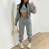 Fashion Winter Women Cotton Jogger Tracksuit Sweatpants And Hoodie Set And Letter Print Leisure Suit Three-Piece Set