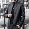 Pu Leather Jacket Men Winter Leahter Jacket Male Stand Collar Casual Windbreaker Trendy Mens Clothing Black Blue