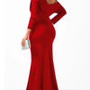 Oblique Shoulder Long Sleeved Pleated Evening Dress Vestidos De Mujer Elegant Maxi Robe Female