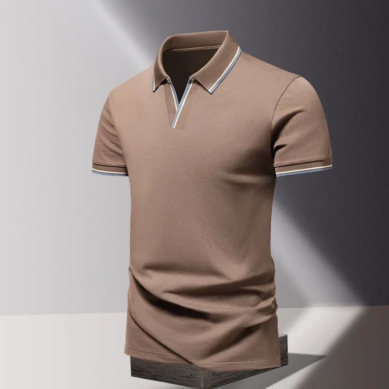 POLO shirt men's summer fashion ice silk quick drying short sleeved T-shirt solid color loose business collar pure cotton top