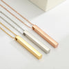 Simple Blank Wishing Bar Pendant Necklace Charm Men Women Waterproof  Dangle Vertical Cuboid Stick Stainless Steel Jewelry Gift